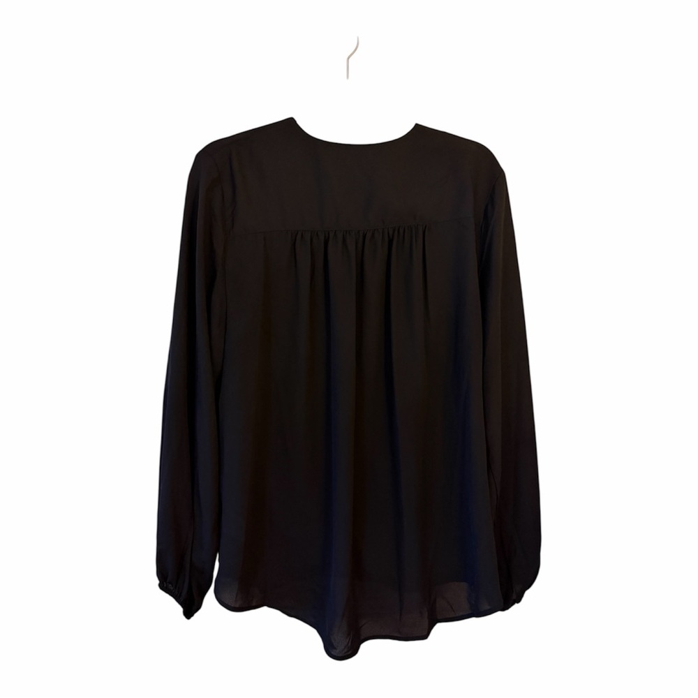 Tahari Black Wrap-Style Long Sleeve Blouse - Picture 4 of 4